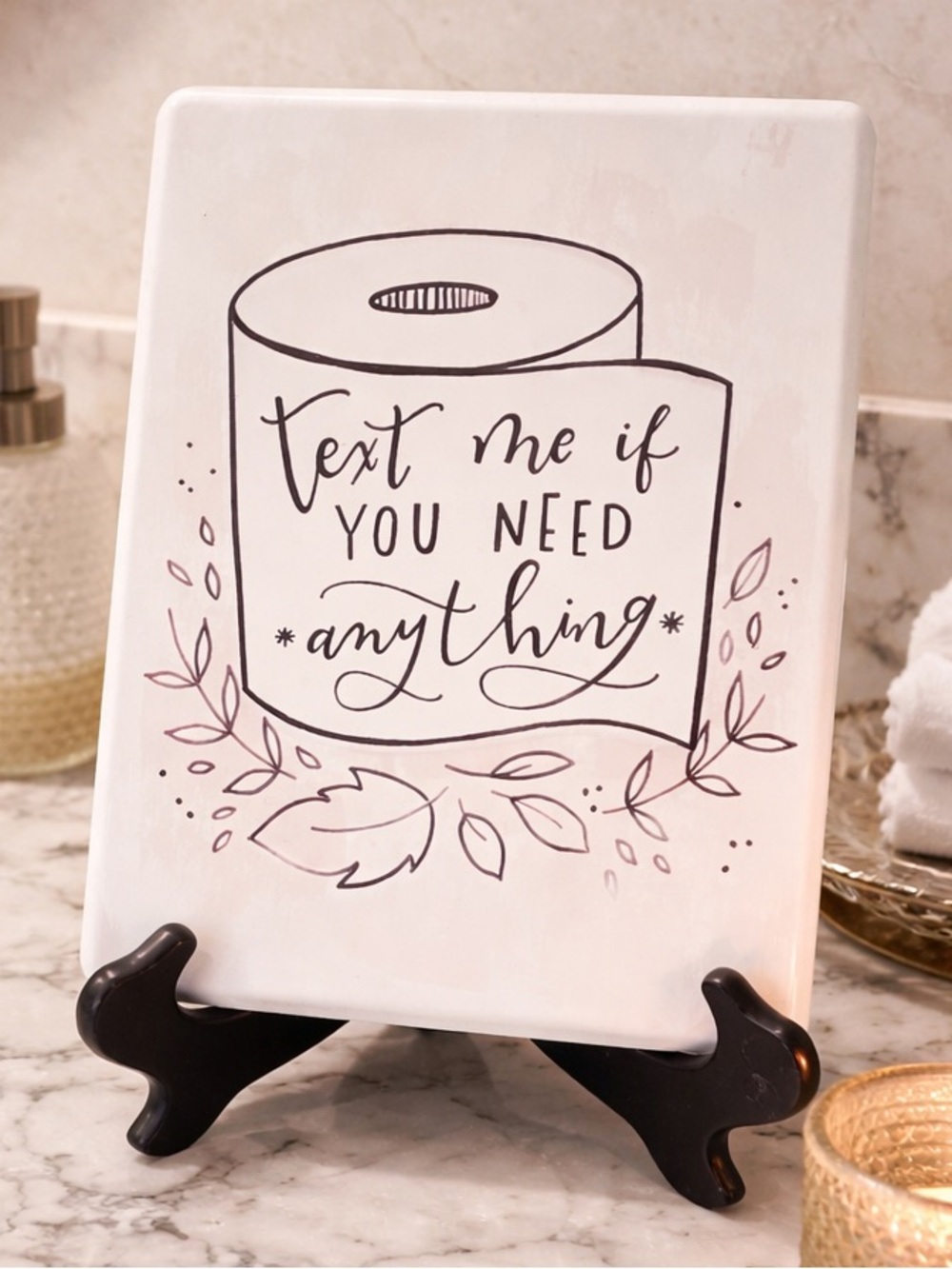 🌸 Cute Sign Hang or Lean. Great for guest Bathroom - 9" X 7"